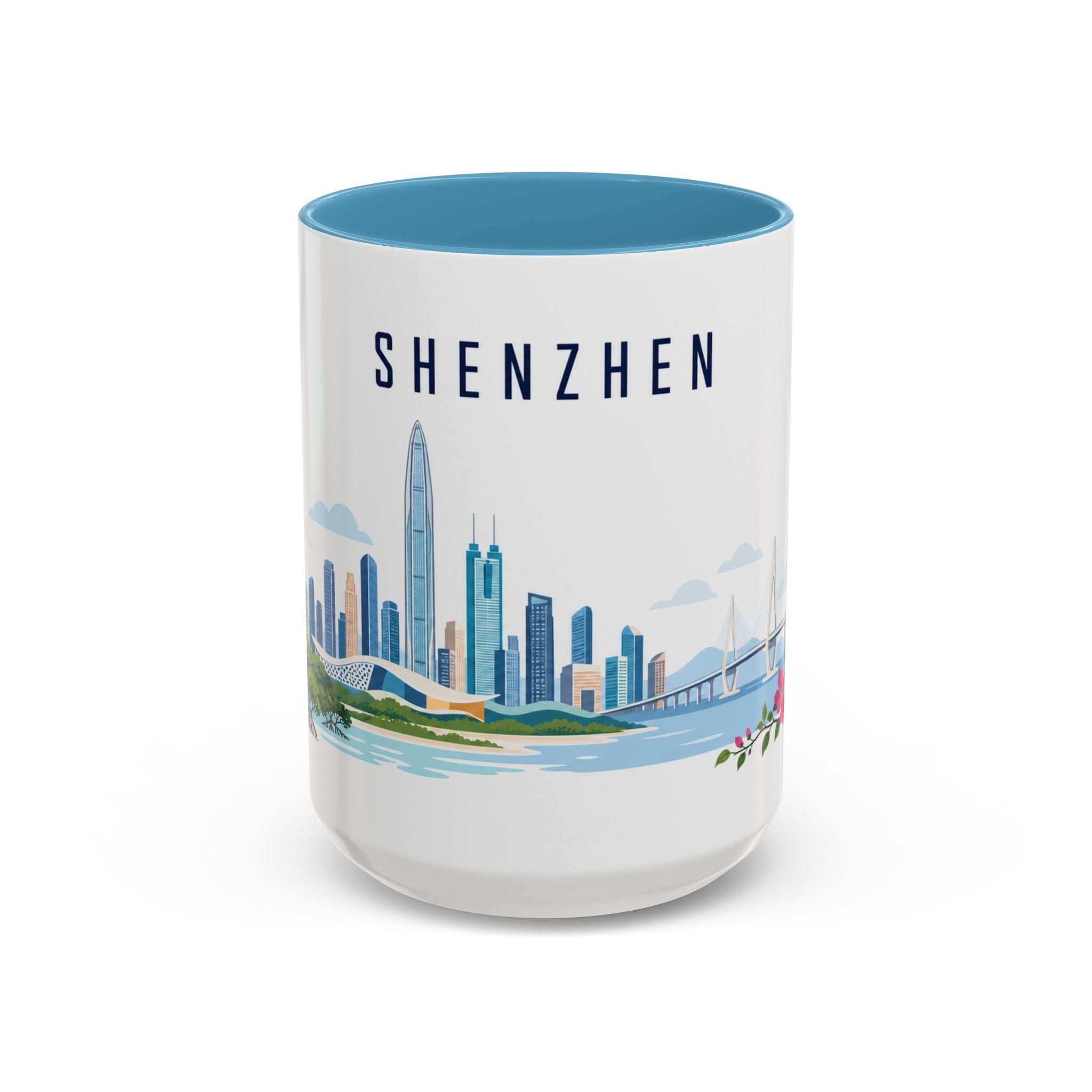 Shenzhen Coffee Mug | China Travel Souvenir | Porcelain Decal City Gift | 11oz 15oz Accent Mug