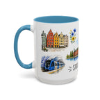 Stockholm Illustrated Travel Mug | City Souvenir Accent Coffee Mug | 11oz 15oz Ceramic Cup