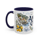 Amalfi Coast Coffee Mug | Travel Destination Souvenir Gift | Accent Color Ceramic 11oz 15oz