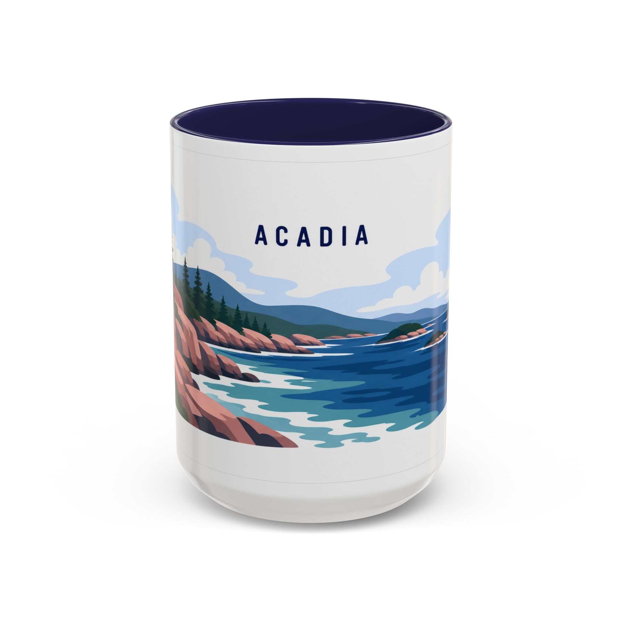 Acadia National Park Coffee Mug | Solid Color Block Park Souvenir | 11oz 15oz Accent Mug