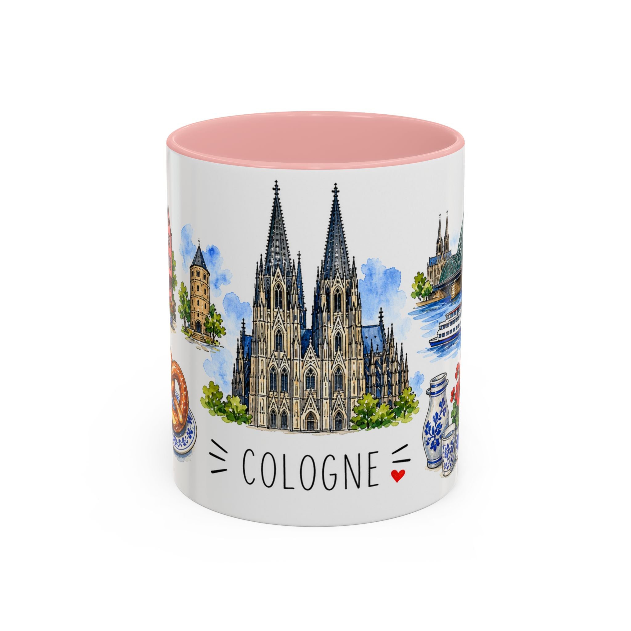 Cologne Illustrated Travel Mug | City Souvenir Accent Coffee Mug | 11oz 15oz Ceramic Cup
