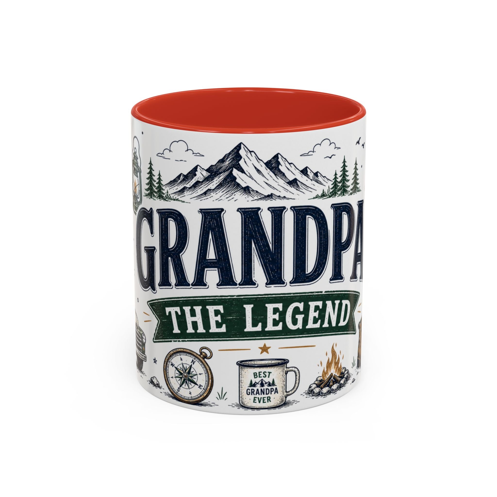Grandpa The Legend Coffee Mug | Gift From Grandkids | Accent Color Ceramic 11oz 15oz