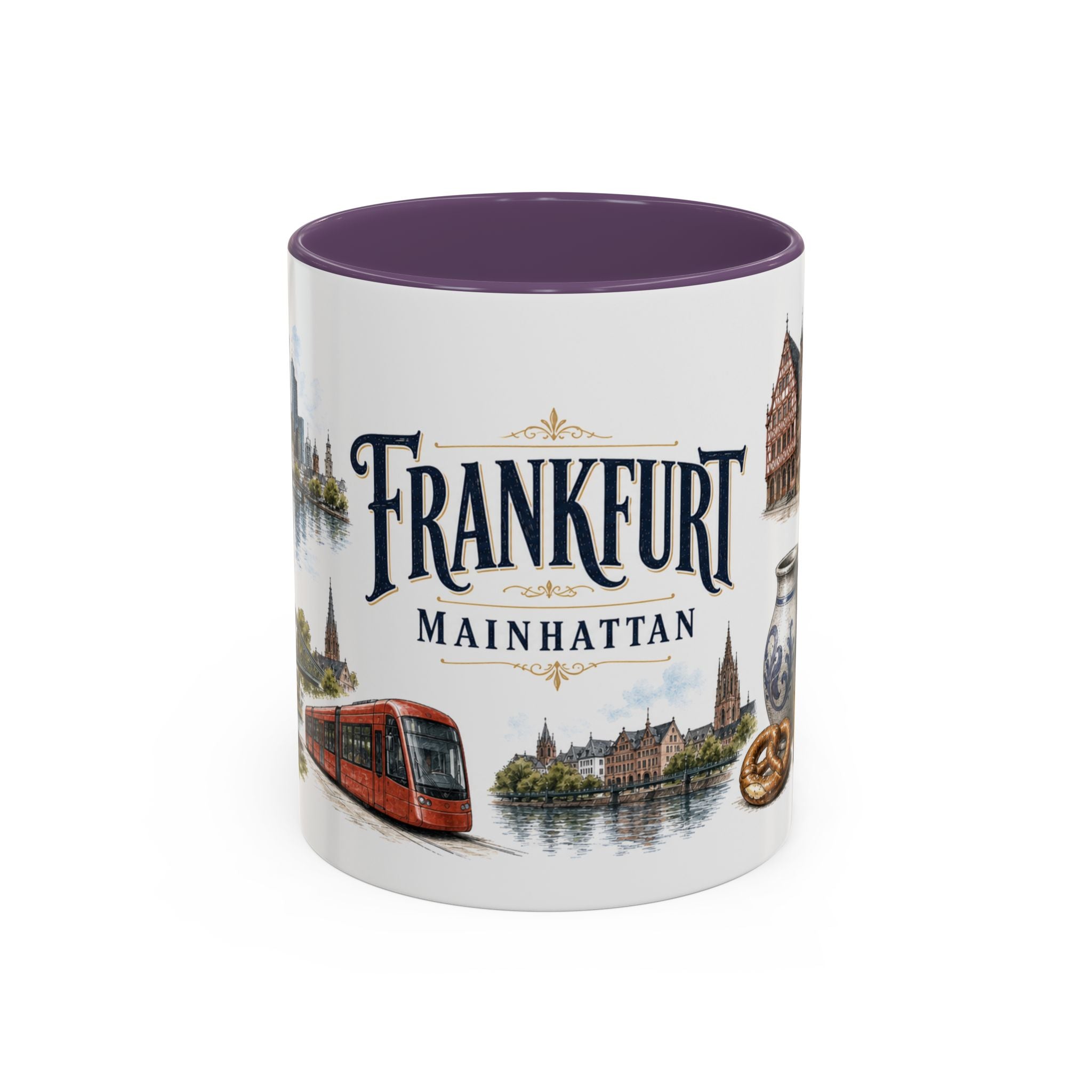 Frankfurt Coffee Mug | Germany Travel Souvenir | Vintage Illustrated City Gift | 11 oz 15 oz Accent Mug