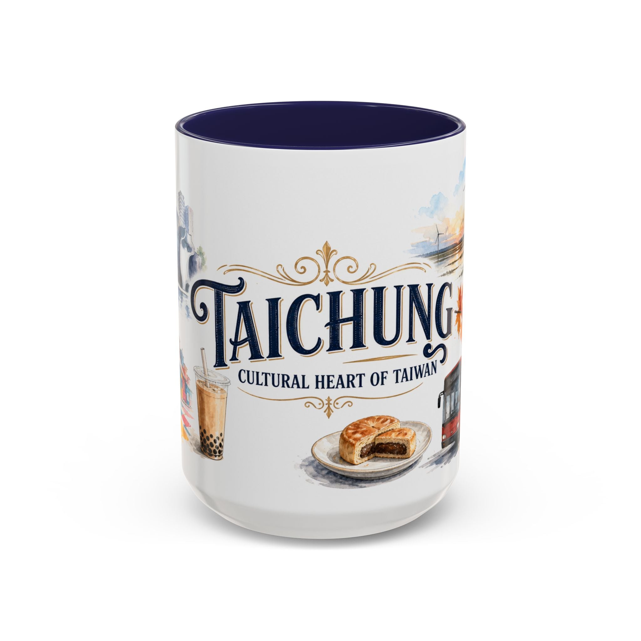 Taichung Coffee Mug | Taiwan Travel Souvenir | Vintage Illustrated City Gift | 11 oz 15 oz Accent Mug