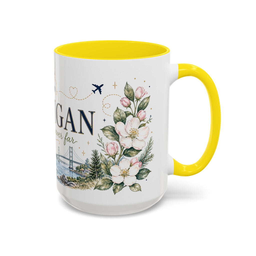 Michigan State Map Mug | Botanical Accents, Lakes Art | Homesick Gift