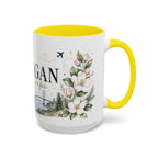 Michigan State Map Mug | Botanical Accents, Lakes Art | Homesick Gift