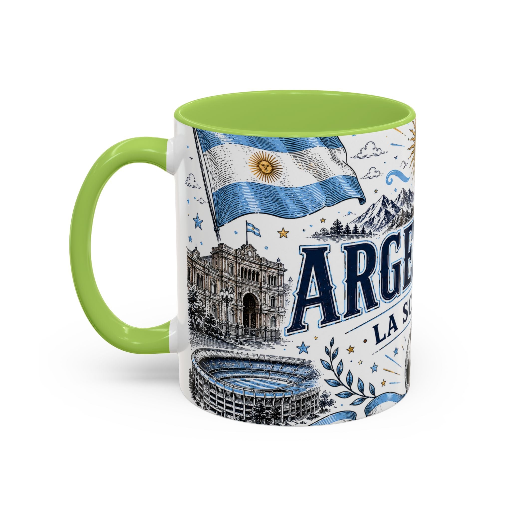 Argentina Soccer Coffee Mug | Soccer Fan Gift | Accent Color Ceramic 11oz 15oz Match Day Cup