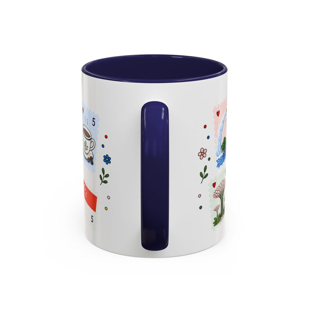 Singapore Coffee Mug | Postage Stamp Collage Mug | Travel Souvenir Accent Cup 11oz 15oz