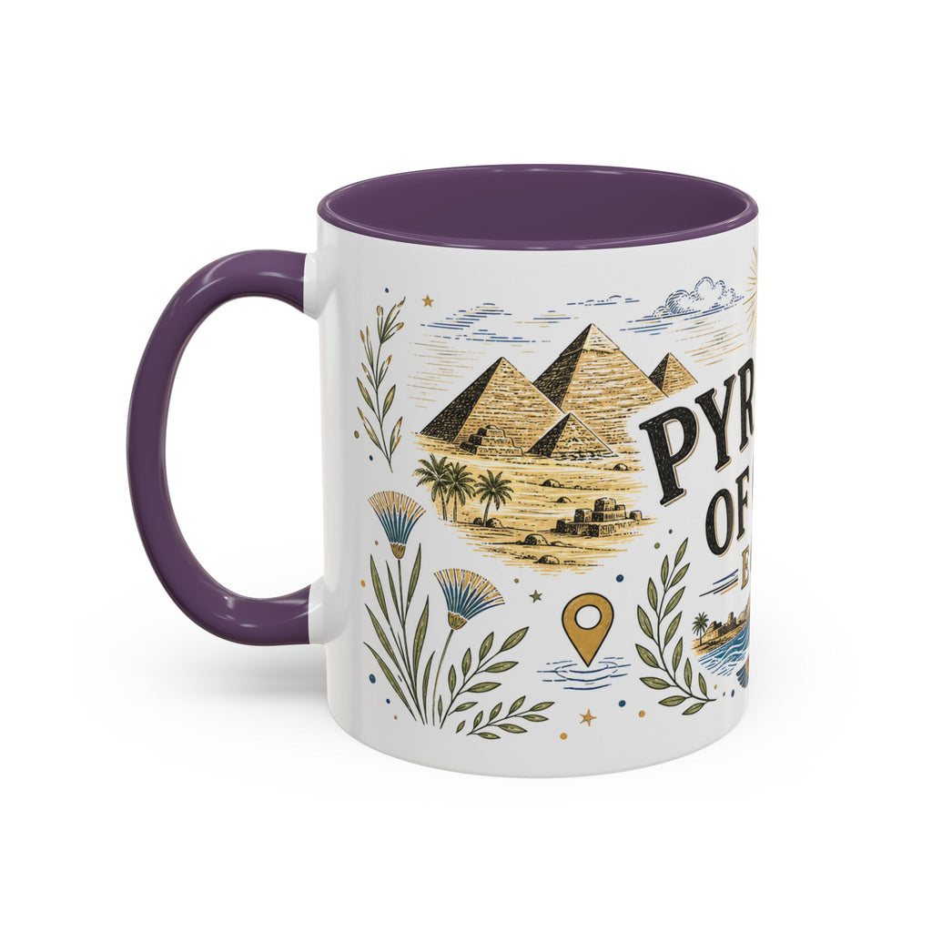 Pyramids of Giza Coffee Mug | Travel Destination Souvenir Gift | Accent Color Ceramic 11oz 15oz