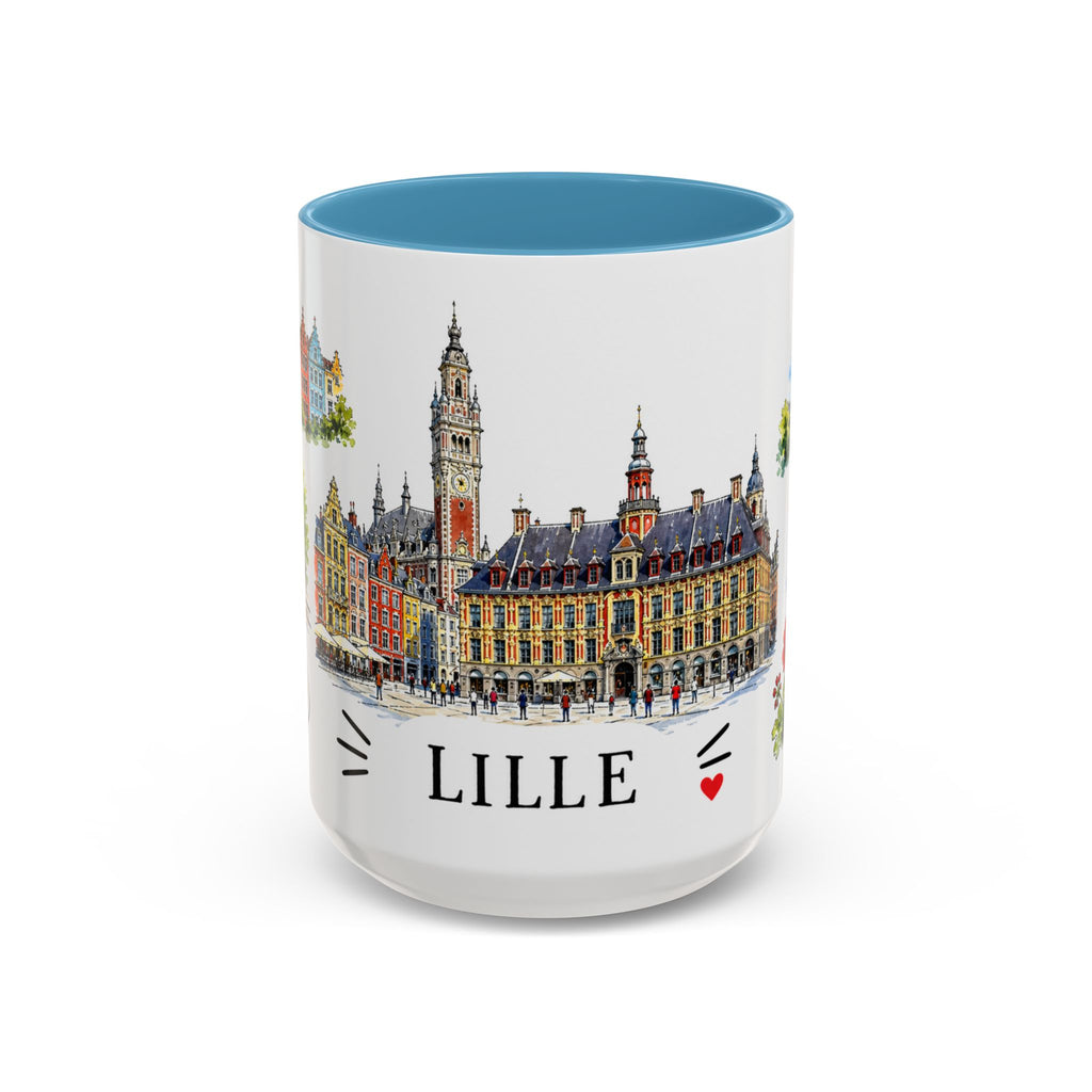 Lille Illustrated Travel Mug | City Souvenir Accent Coffee Mug | 11oz 15oz Ceramic Cup