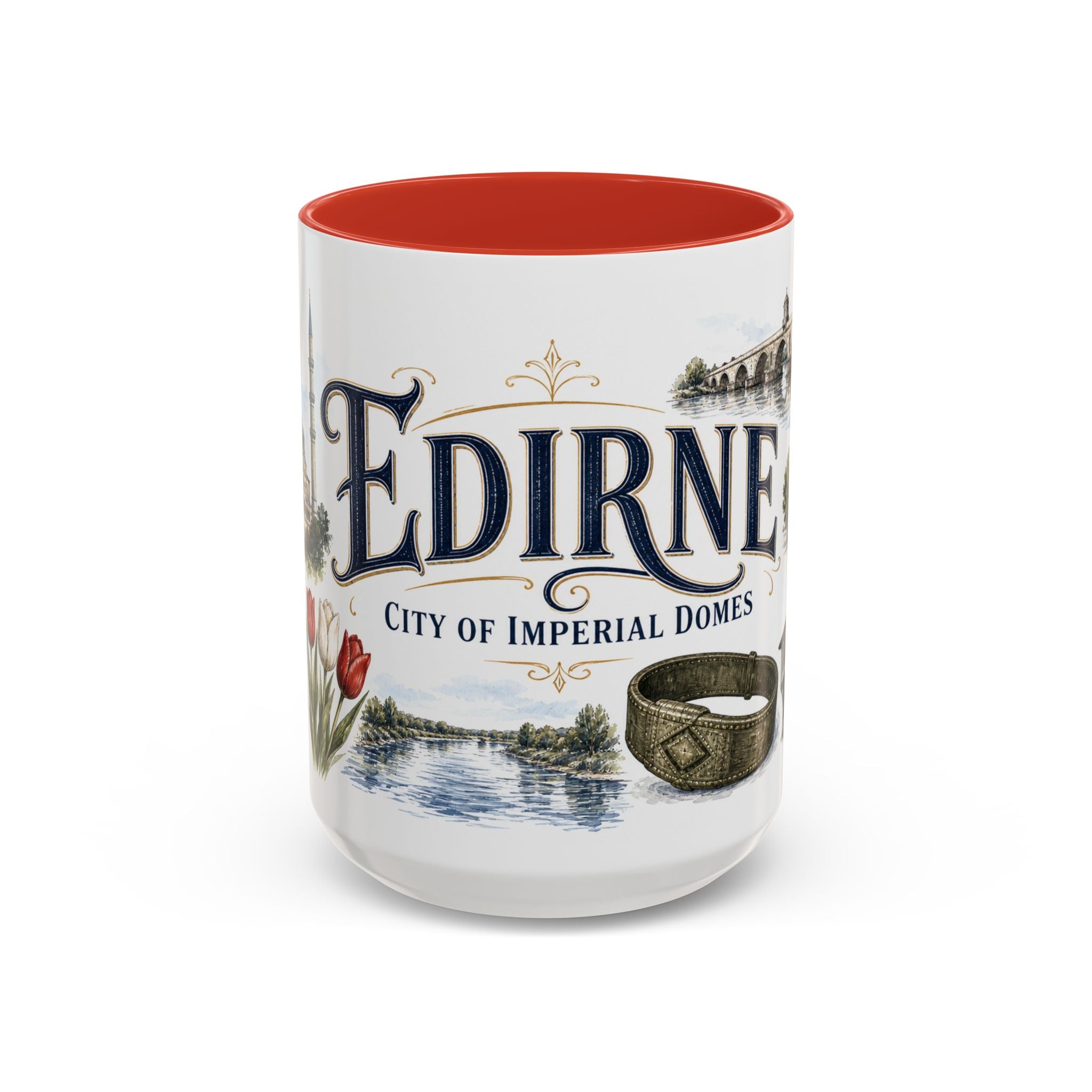 Edirne Coffee Mug | Turkey Travel Souvenir | Vintage Illustrated City Gift | 11 oz 15 oz Accent Mug