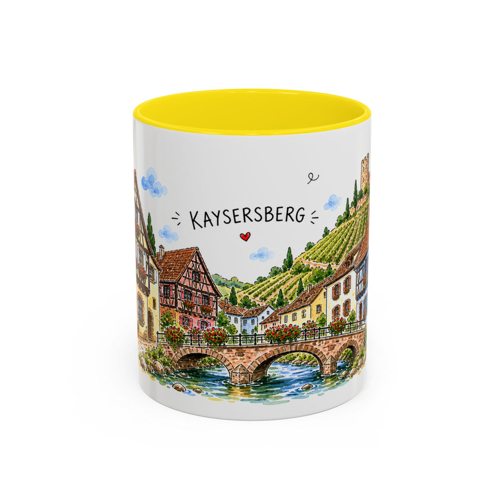 Kaysersberg Illustrated Travel Mug | France Souvenir Accent Coffee Mug | 11oz 15oz Ceramic Cup