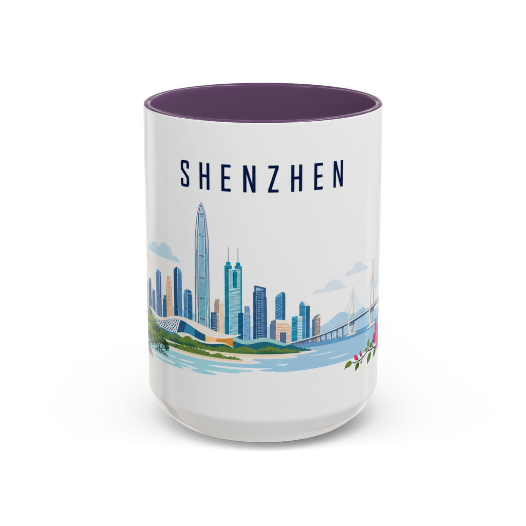 Shenzhen Coffee Mug | China Travel Souvenir | Porcelain Decal City Gift | 11oz 15oz Accent Mug