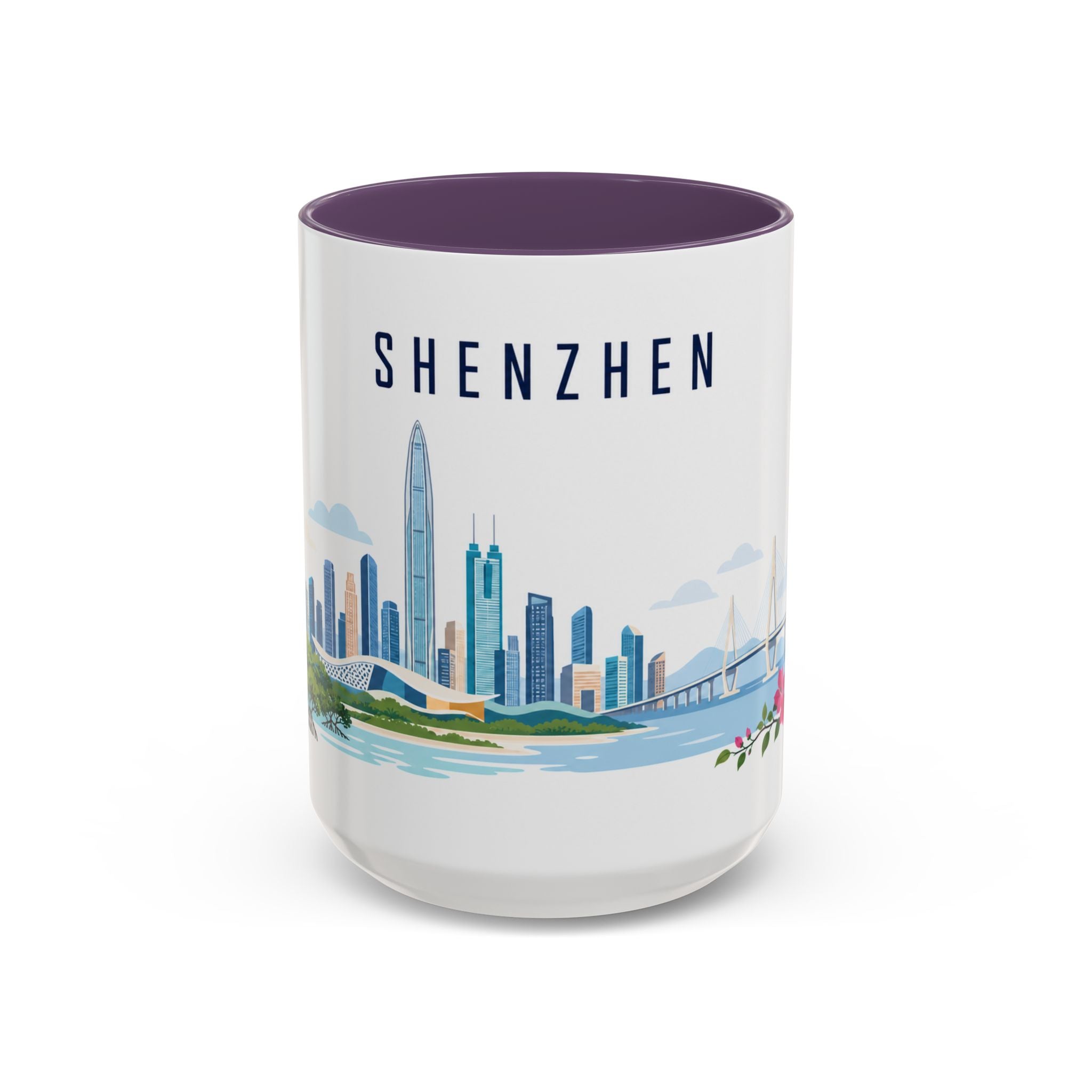 Shenzhen Coffee Mug | China Travel Souvenir | Porcelain Decal City Gift | 11oz 15oz Accent Mug