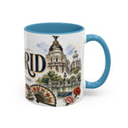 Madrid Coffee Mug | Spain Travel Souvenir | Vintage Illustrated City Gift | 11 oz 15 oz Accent Mug