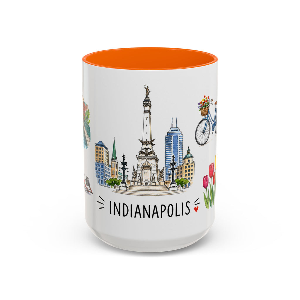 Indianapolis Illustrated Travel Mug | City Souvenir Accent Coffee Mug | 11oz 15oz Ceramic Cup