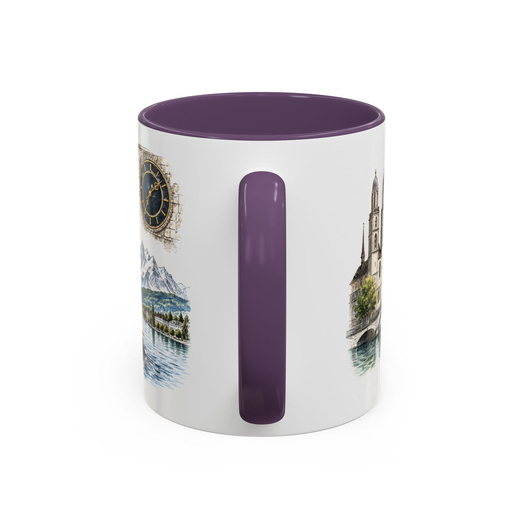 Zurich Coffee Mug | Switzerland Travel Souvenir | Vintage Illustrated City Gift | 11 oz 15 oz Accent Mug