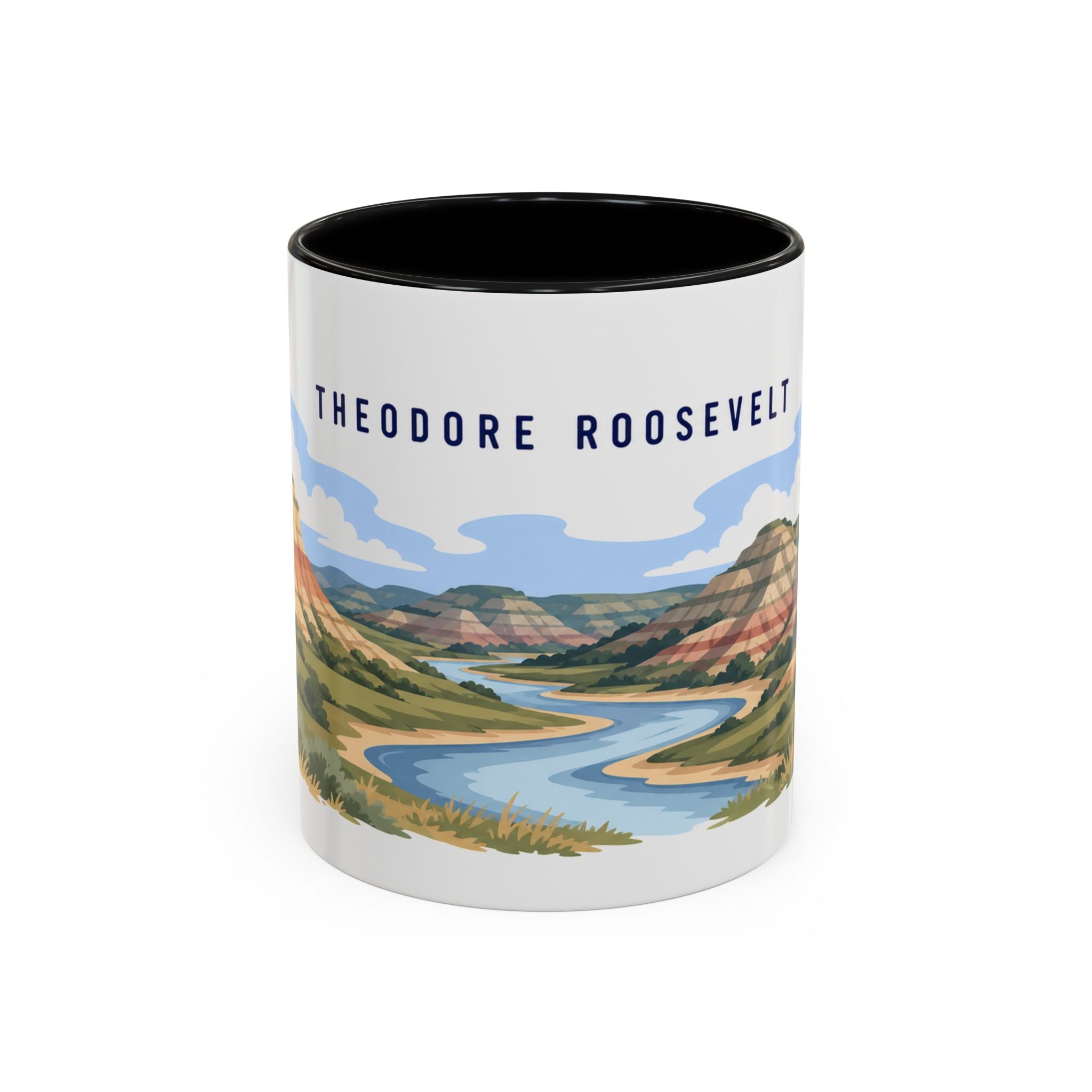 Theodore Roosevelt National Park Coffee Mug | Solid Color Block Park Souvenir | 11oz 15oz Accent Mug