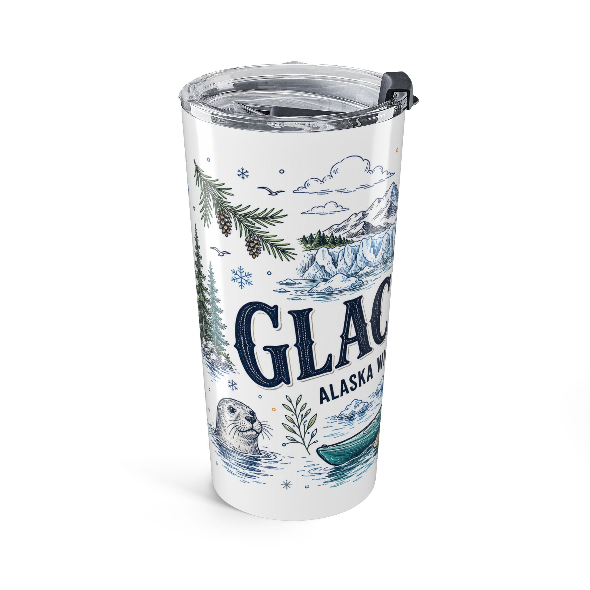 Glacier Bay National Park 20oz Tumbler | Alaska Wilderness Kayaking Gift | Insulated Stainless Steel Travel Cup