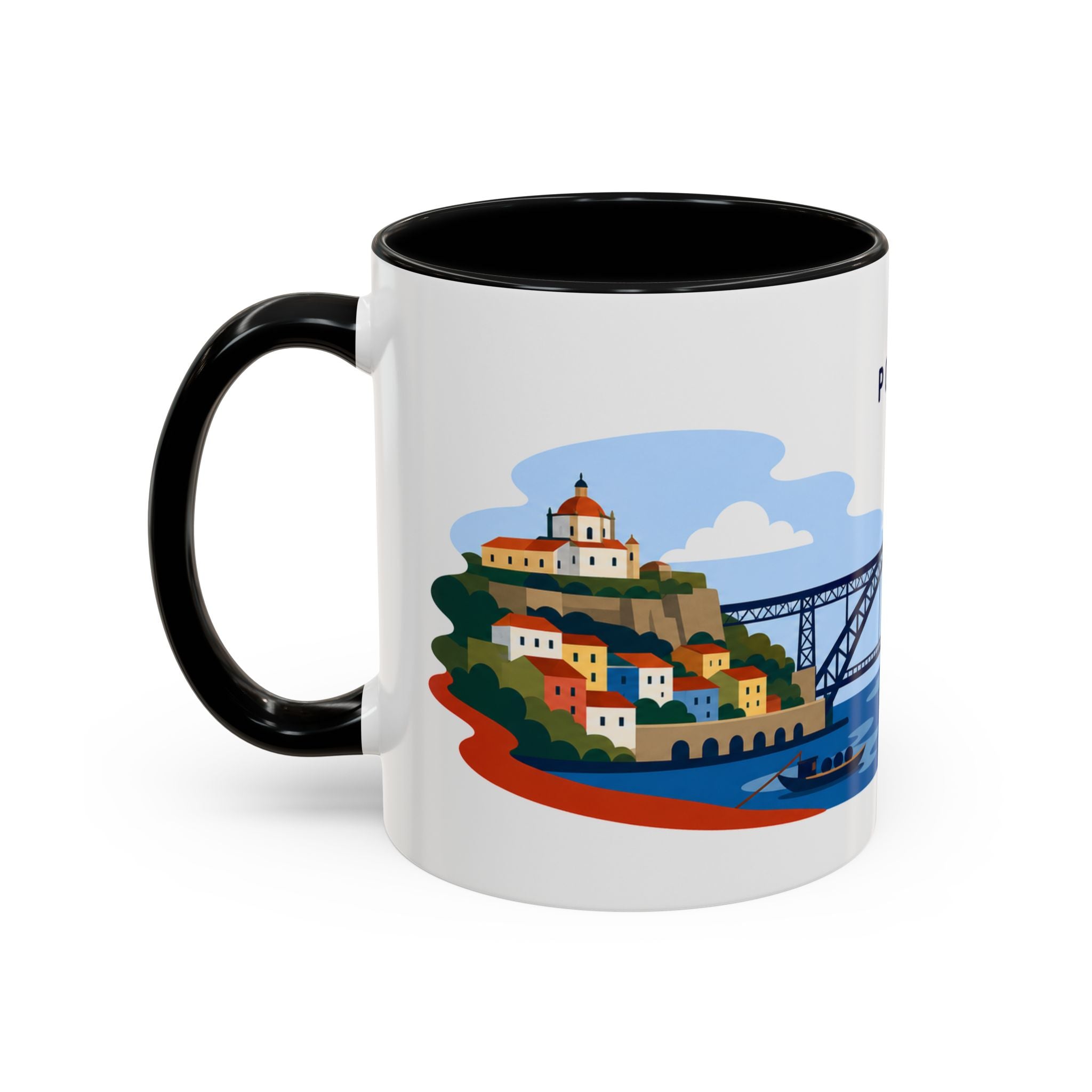 Porto Coffee Mug | Travel Destination Souvenir Gift | Accent Color Ceramic 11oz 15oz