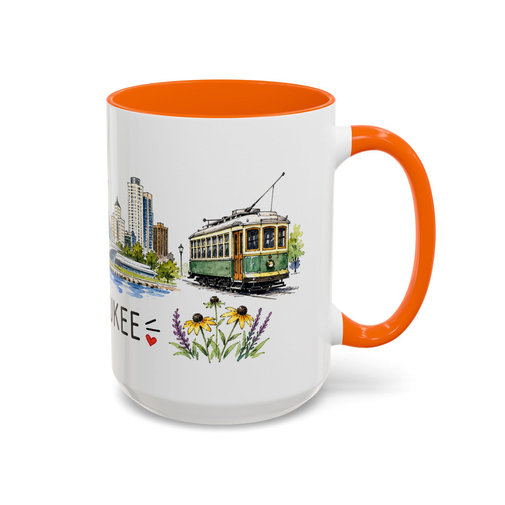 Milwaukee Illustrated Travel Mug | City Souvenir Accent Coffee Mug | 11oz 15oz Ceramic Cup