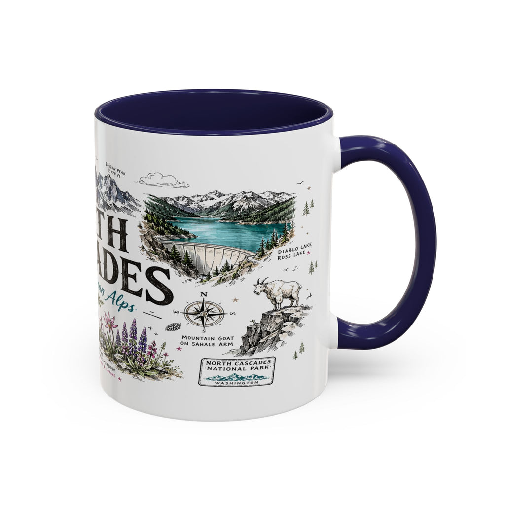 North Cascades National Park Coffee Mug | Washington Alpine Glacier Hiking Gift | Accent Color Ceramic 11oz 15oz