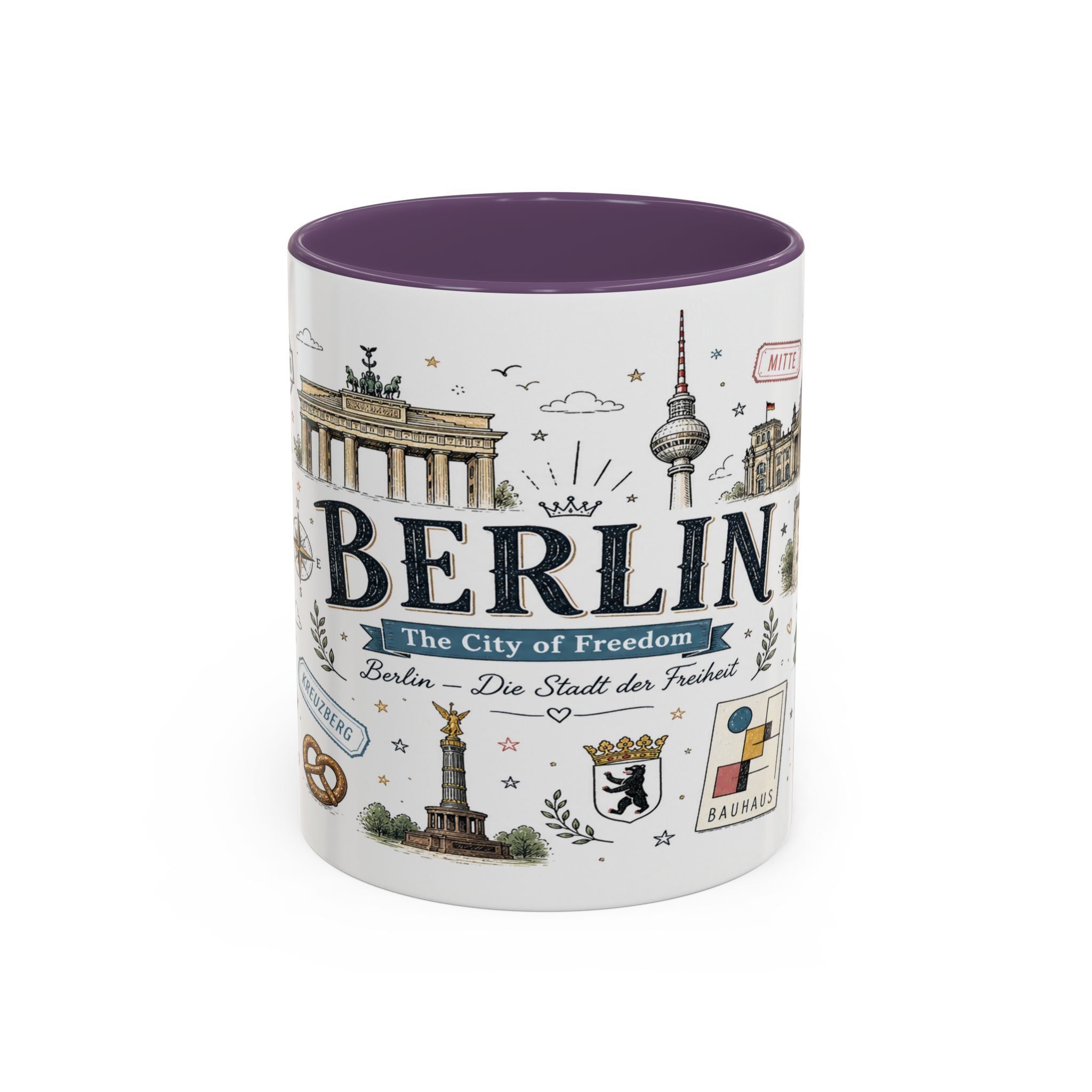 Berlin Coffee Mug | Germany Souvenir Travel Gift | Accent Color Ceramic 11oz 15oz