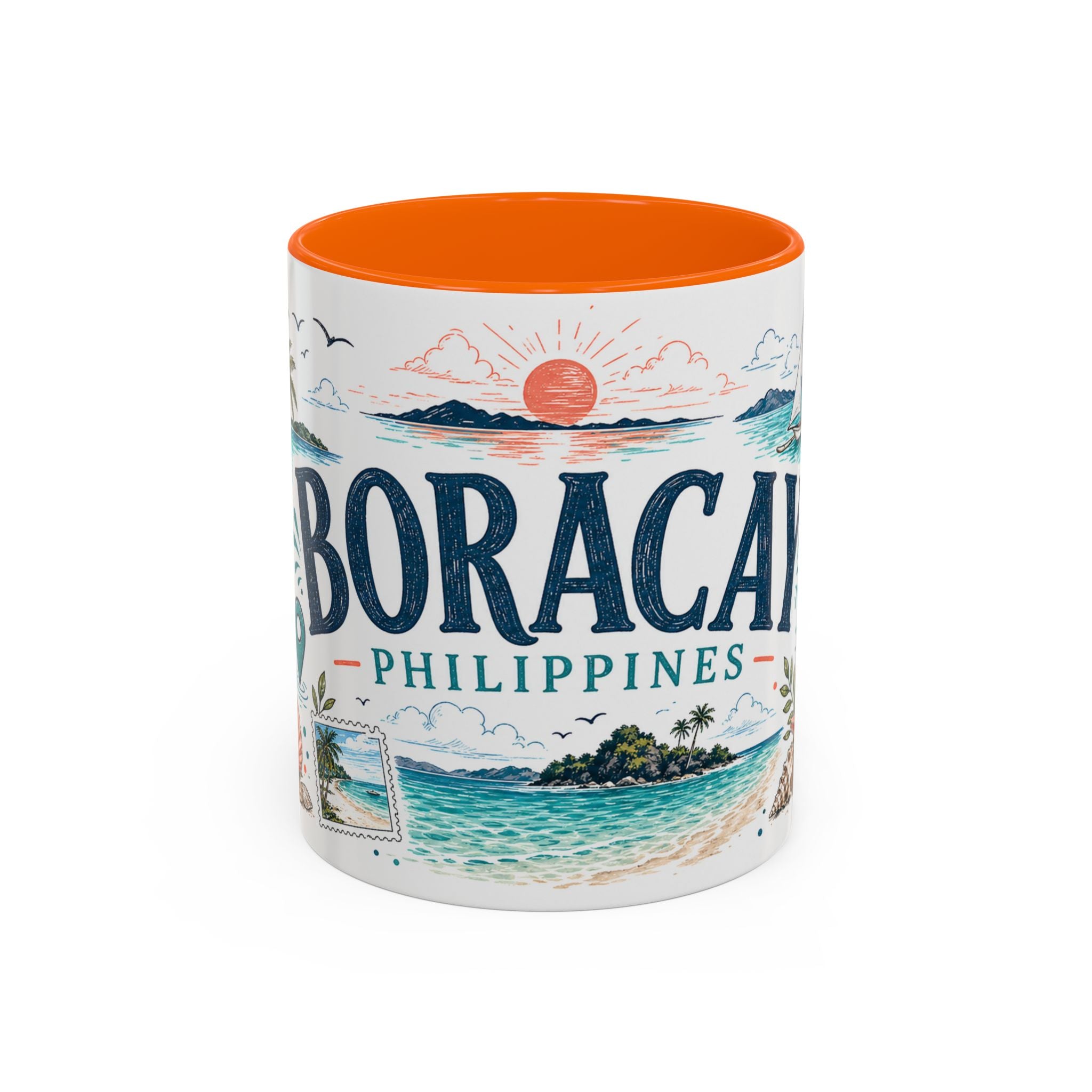 Boracay Coffee Mug | Travel Destination Souvenir Gift | Accent Color Ceramic 11oz 15oz