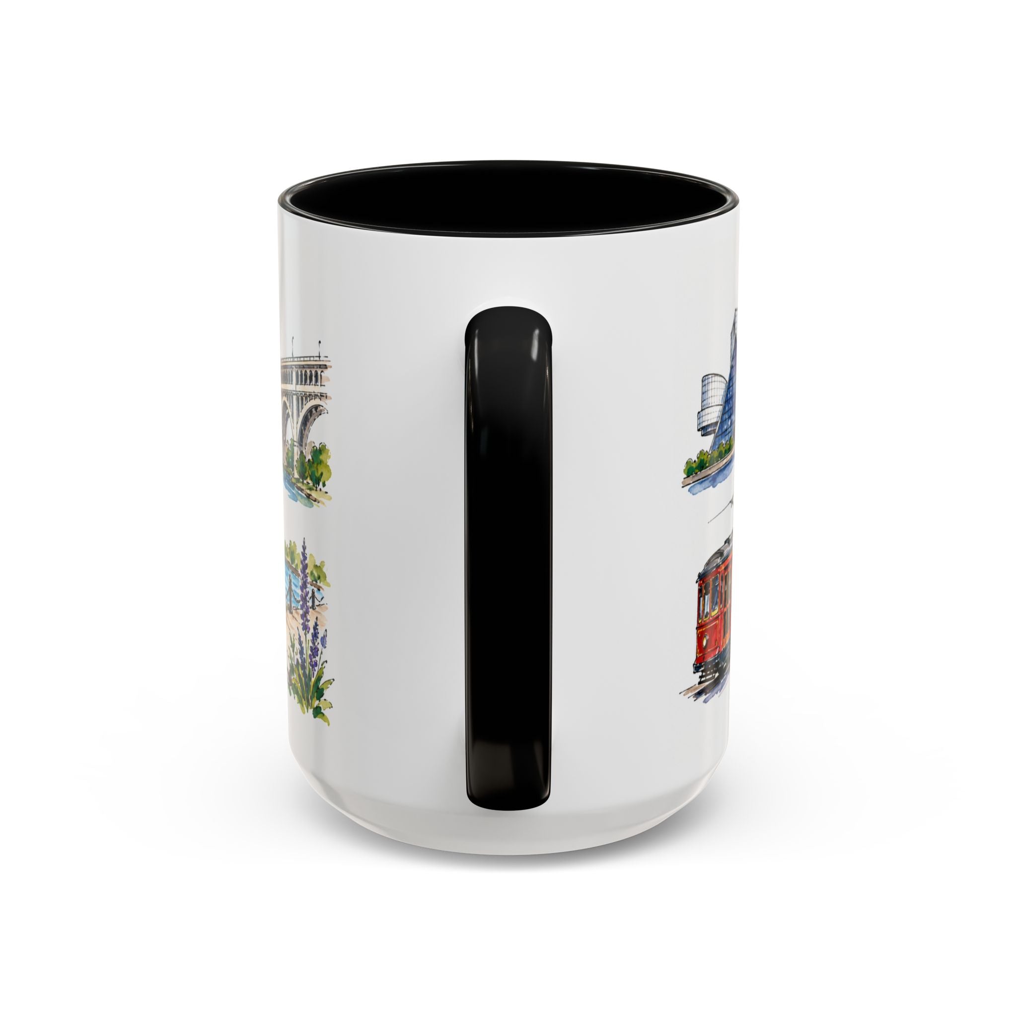 Cleveland Illustrated Travel Mug | City Souvenir Accent Coffee Mug | 11oz 15oz Ceramic Cup