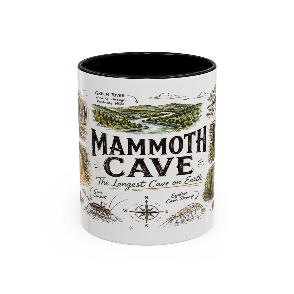 Mammoth Cave National Park Coffee Mug | Kentucky Cave Exploration Hiking Gift | Accent Color Ceramic 11oz 15oz