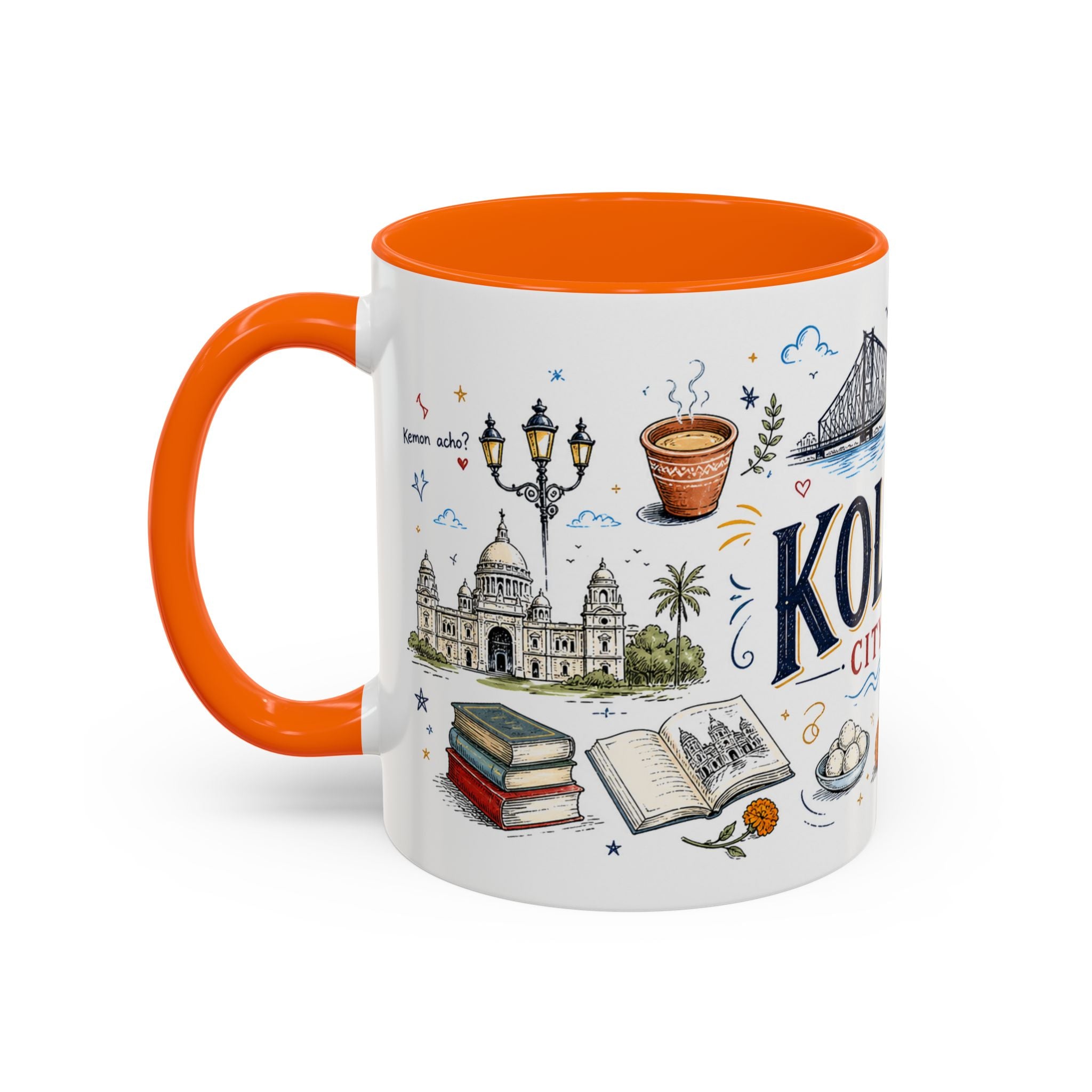 Kolkata Coffee Mug | India Souvenir Travel Gift | Accent Color Ceramic 11oz 15oz