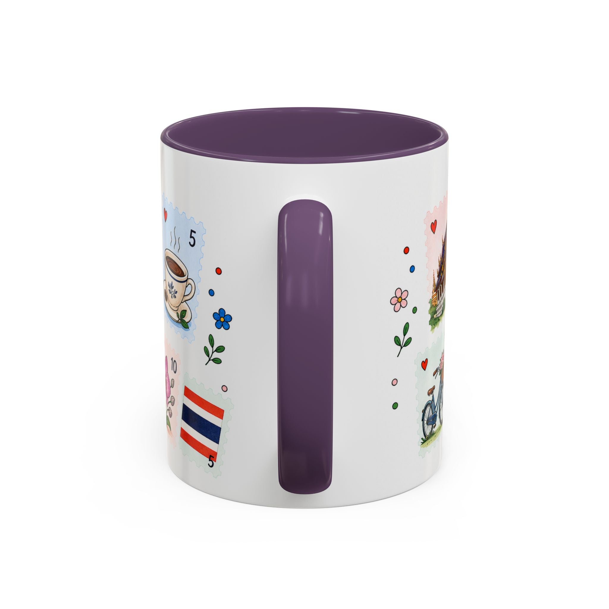 Chiang Mai Coffee Mug | Postage Stamp Collage Mug | Travel Souvenir Accent Cup 11oz 15oz