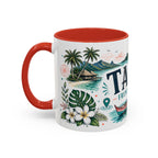 Tahiti Coffee Mug | Travel Destination Souvenir Gift | Accent Color Ceramic 11oz 15oz