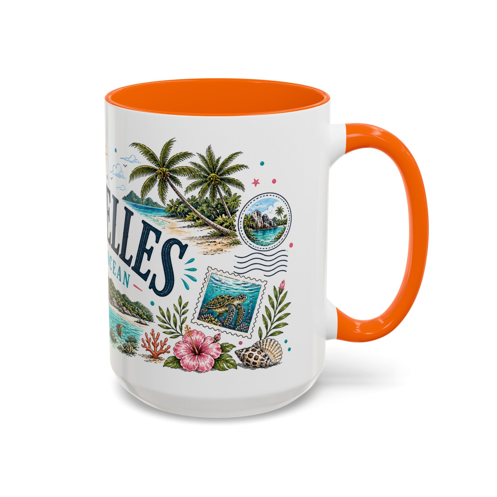 Seychelles Coffee Mug | Travel Destination Souvenir Gift | Accent Color Ceramic 11oz 15oz