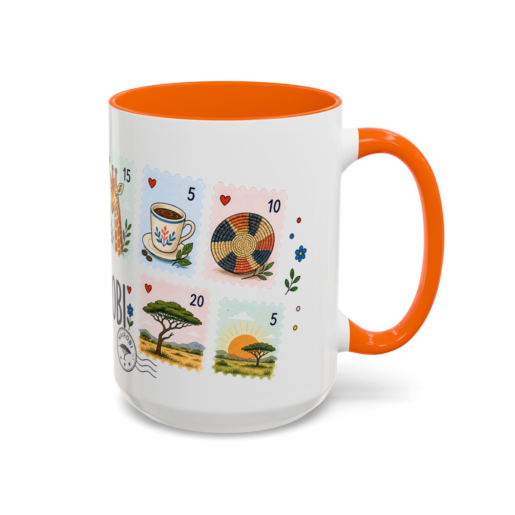 Nairobi Coffee Mug | Postage Stamp Collage Mug | Travel Souvenir Accent Cup 11oz 15oz