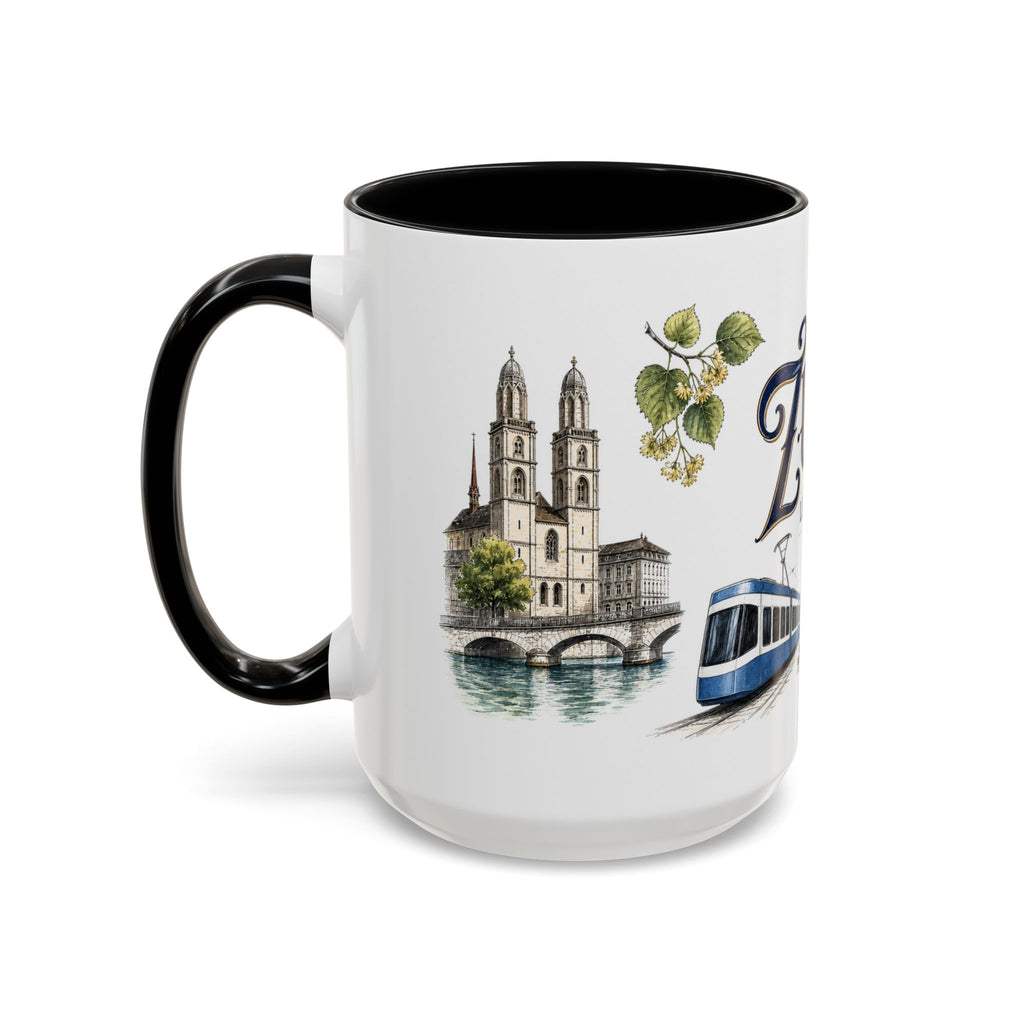 Zurich Coffee Mug | Switzerland Travel Souvenir | Vintage Illustrated City Gift | 11 oz 15 oz Accent Mug