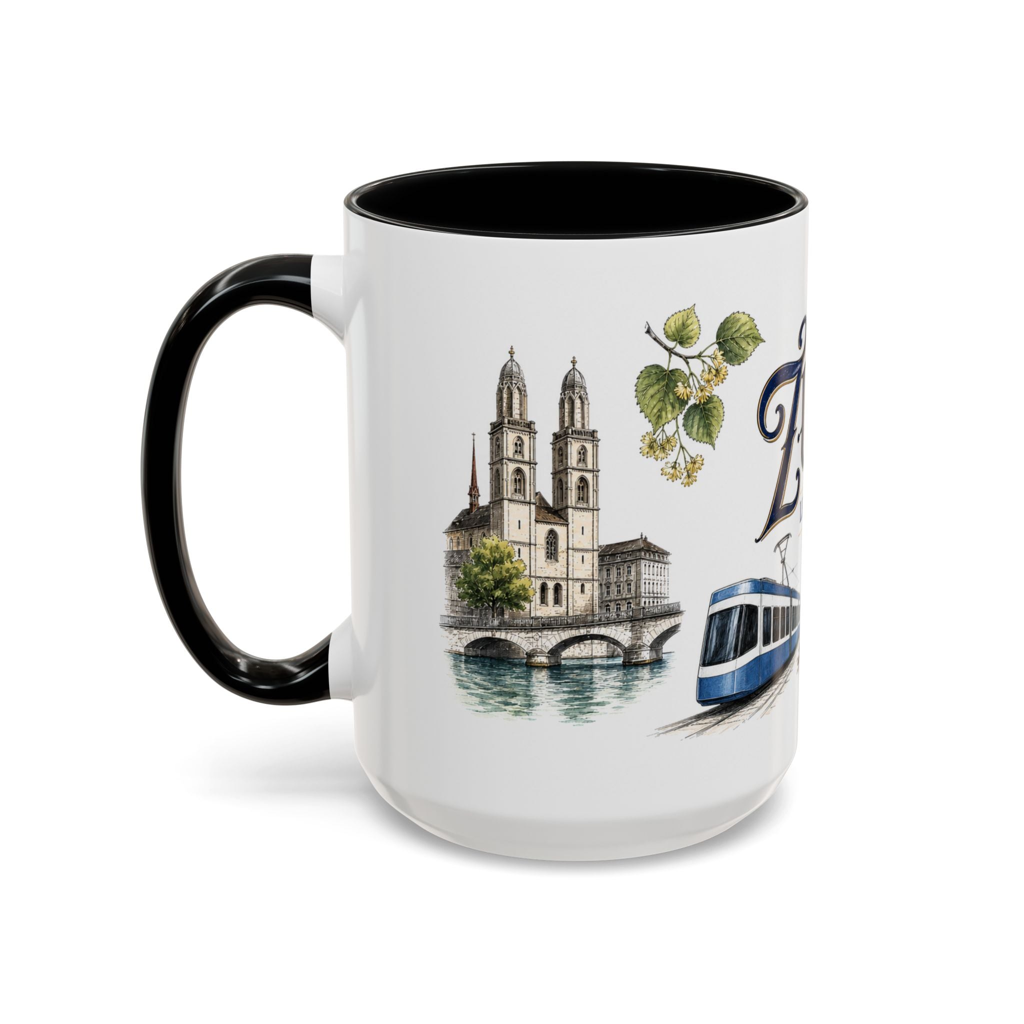 Zurich Coffee Mug | Switzerland Travel Souvenir | Vintage Illustrated City Gift | 11 oz 15 oz Accent Mug