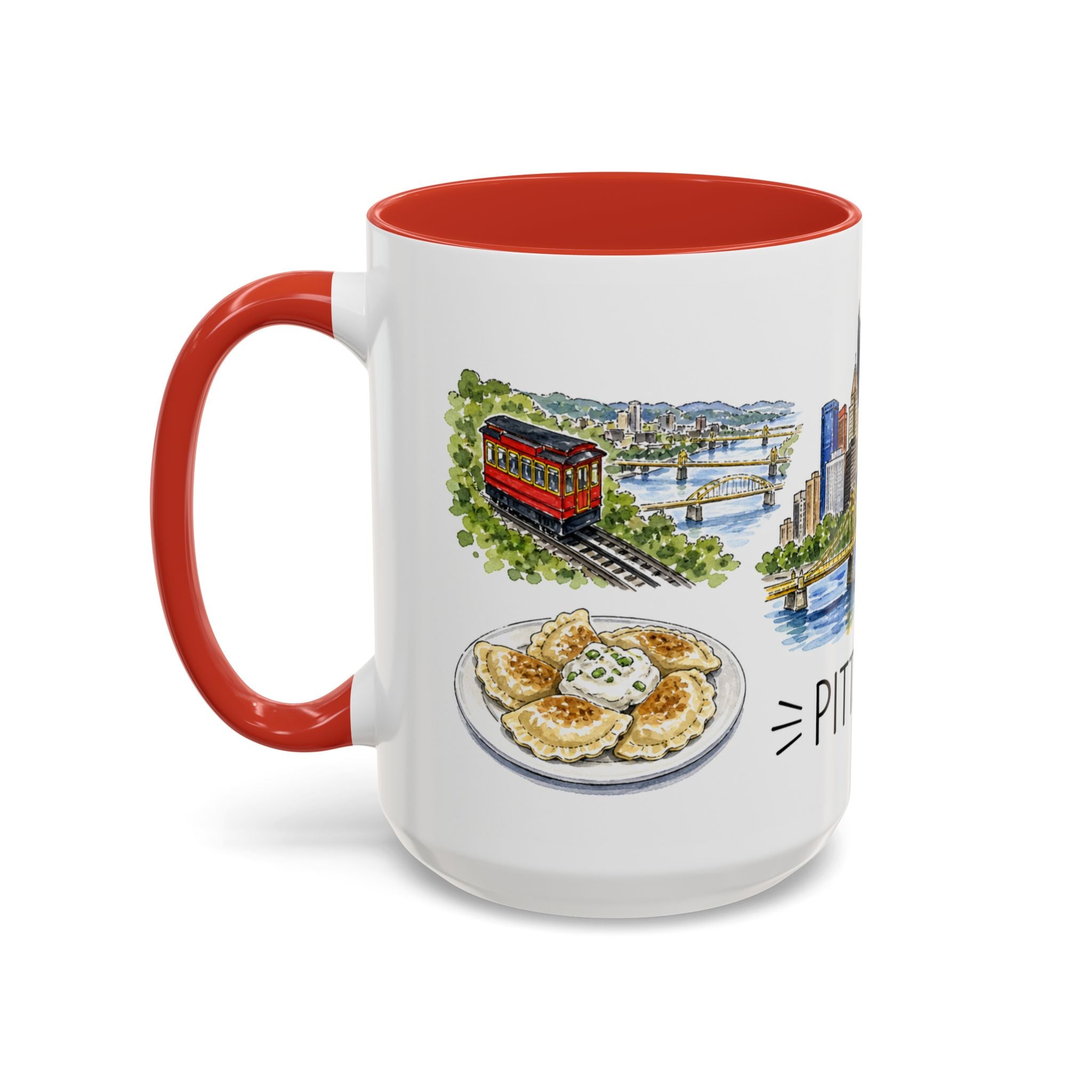 Pittsburgh Illustrated Travel Mug | City Souvenir Accent Coffee Mug | 11oz 15oz Ceramic Cup