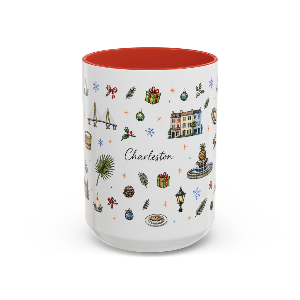 Charleston Christmas Mug | Watercolor City Souvenir, Holiday Travel Gift (11oz/15oz)