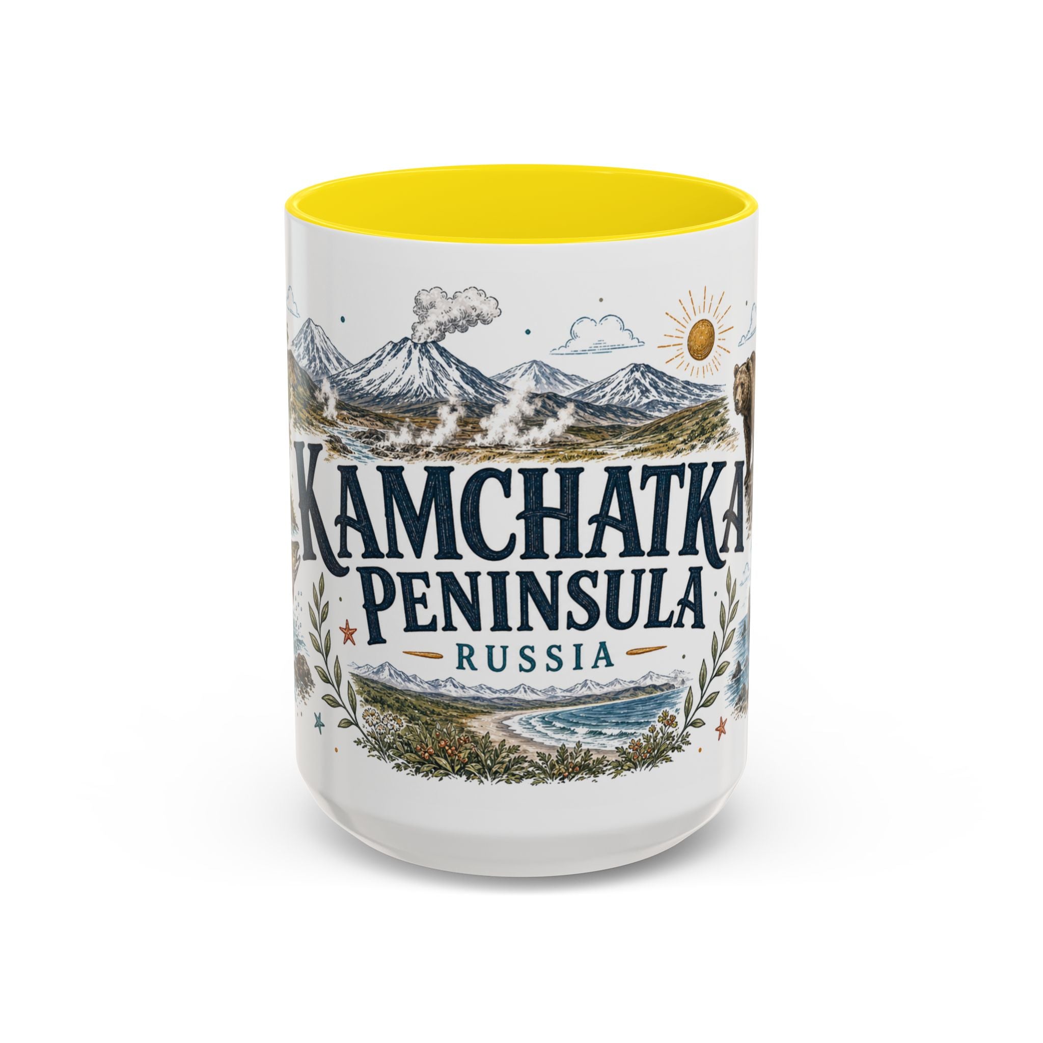 Kamchatka Peninsula Mug, Russia Travel Souvenir, Bucket List Gift, Accent Ceramic Coffee Mug 11oz 15oz