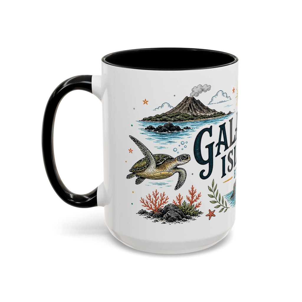 Galapagos Islands Coffee Mug | Travel Destination Souvenir Gift | Accent Color Ceramic 11oz 15oz