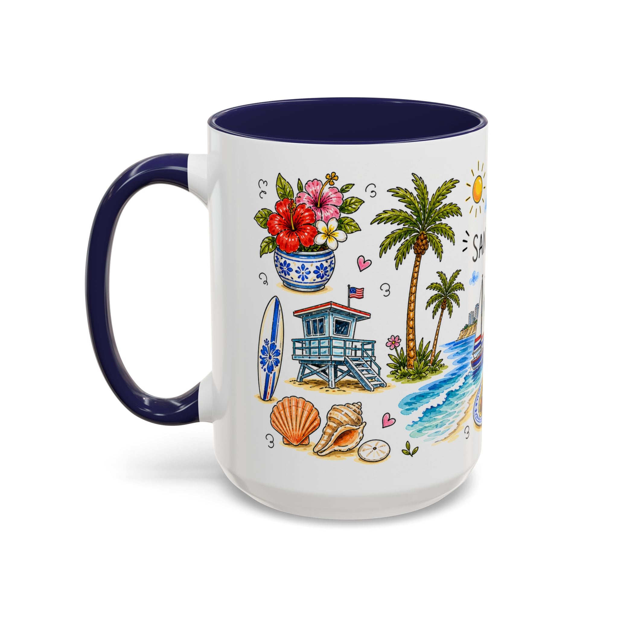 San Diego Illustrated Travel Mug | City Souvenir Accent Coffee Mug | 11oz 15oz Ceramic Cup