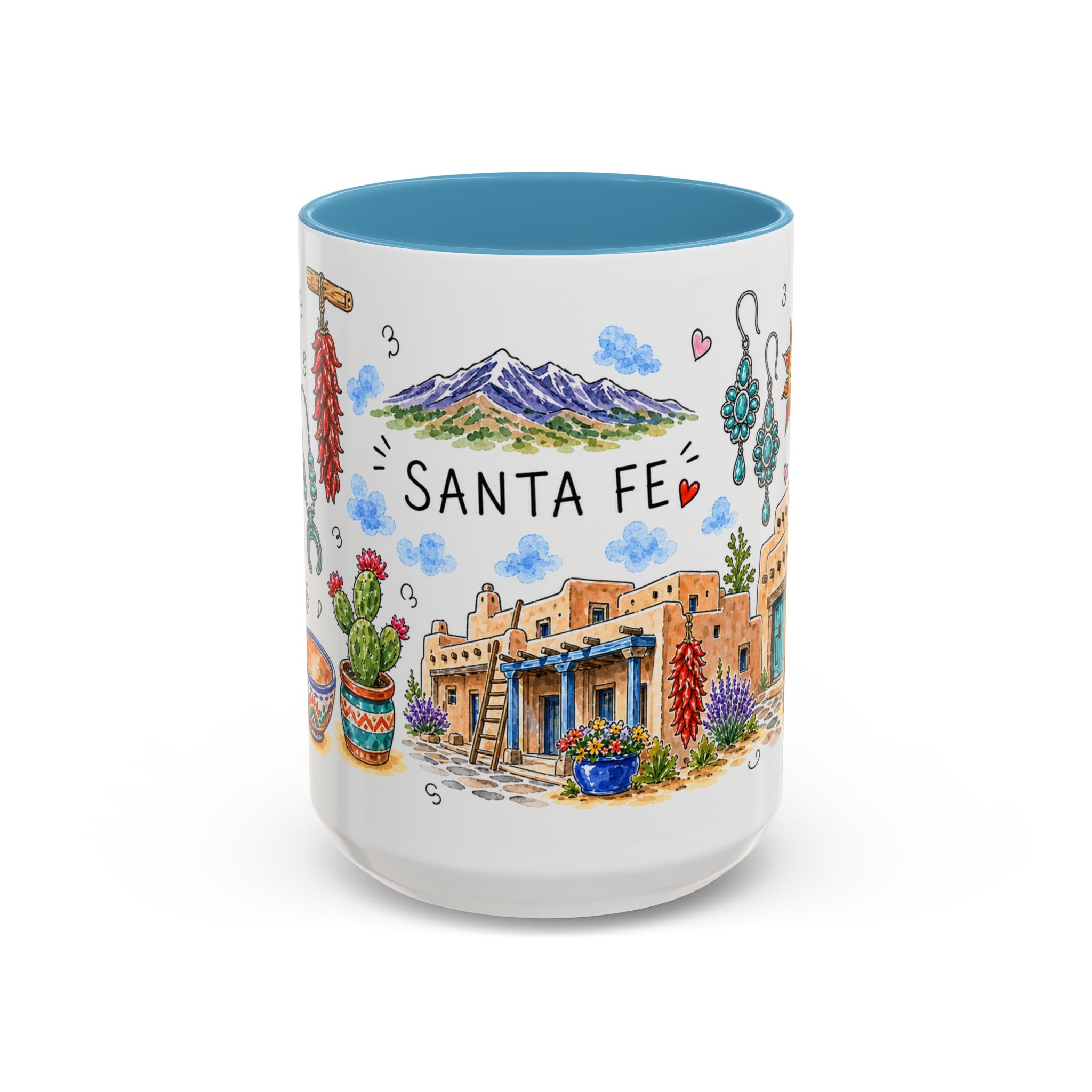 Santa Fe Illustrated Travel Mug | City Souvenir Accent Coffee Mug | 11oz 15oz Ceramic Cup