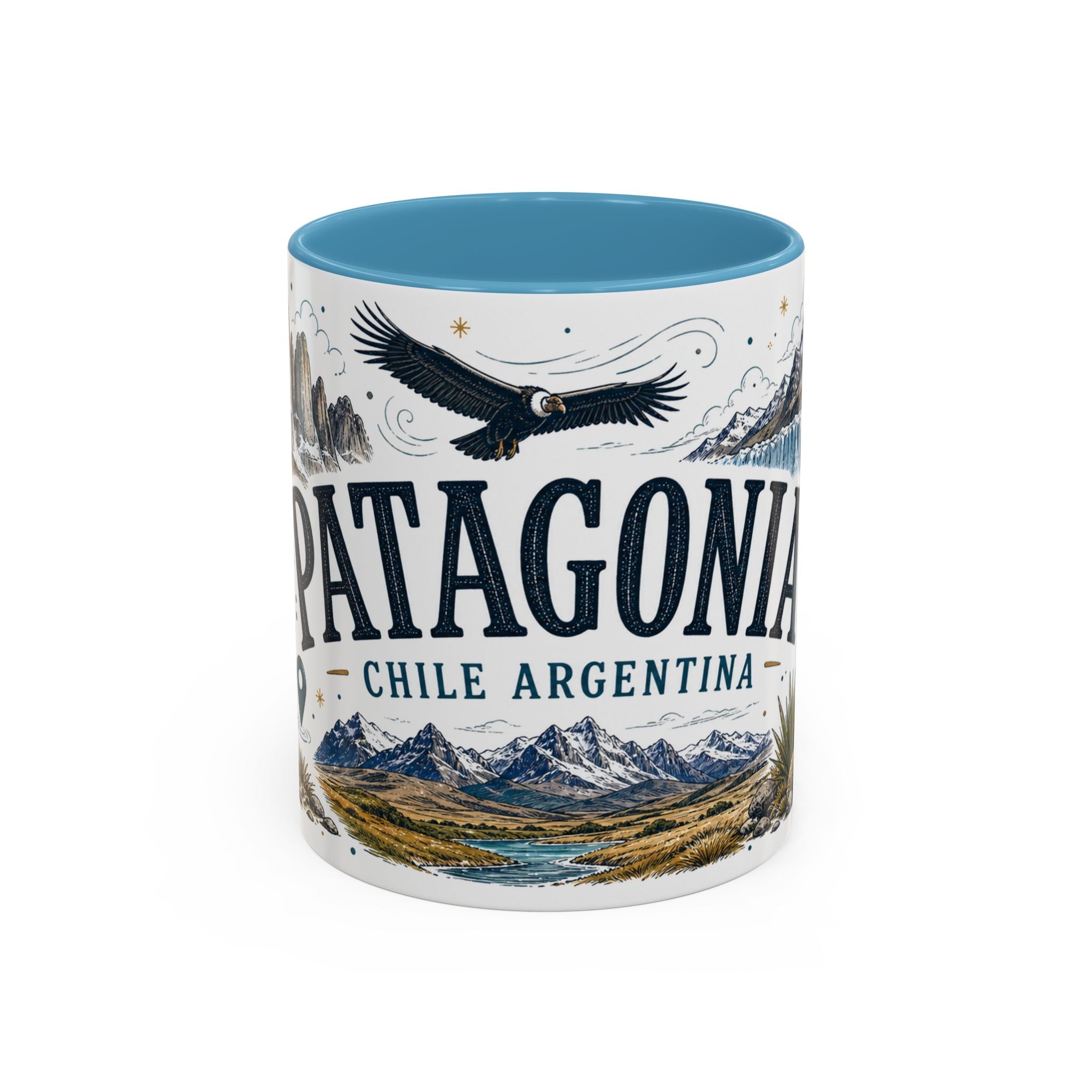 Patagonia Coffee Mug | Travel Destination Souvenir Gift | Accent Color Ceramic 11oz 15oz
