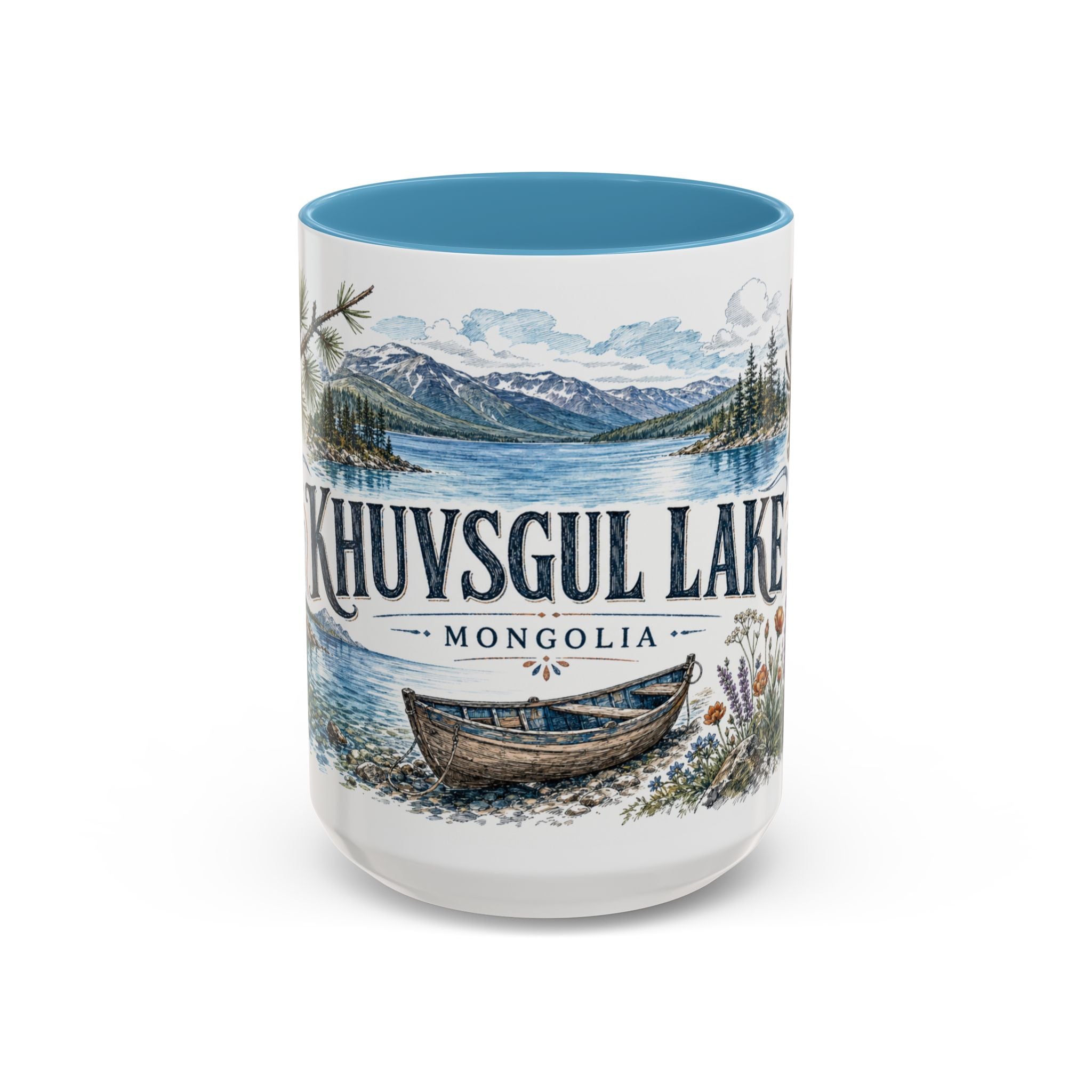 Khuvsgul Lake Mug, Mongolia Travel Souvenir, Bucket List Gift, Accent Ceramic Coffee Mug 11oz 15oz