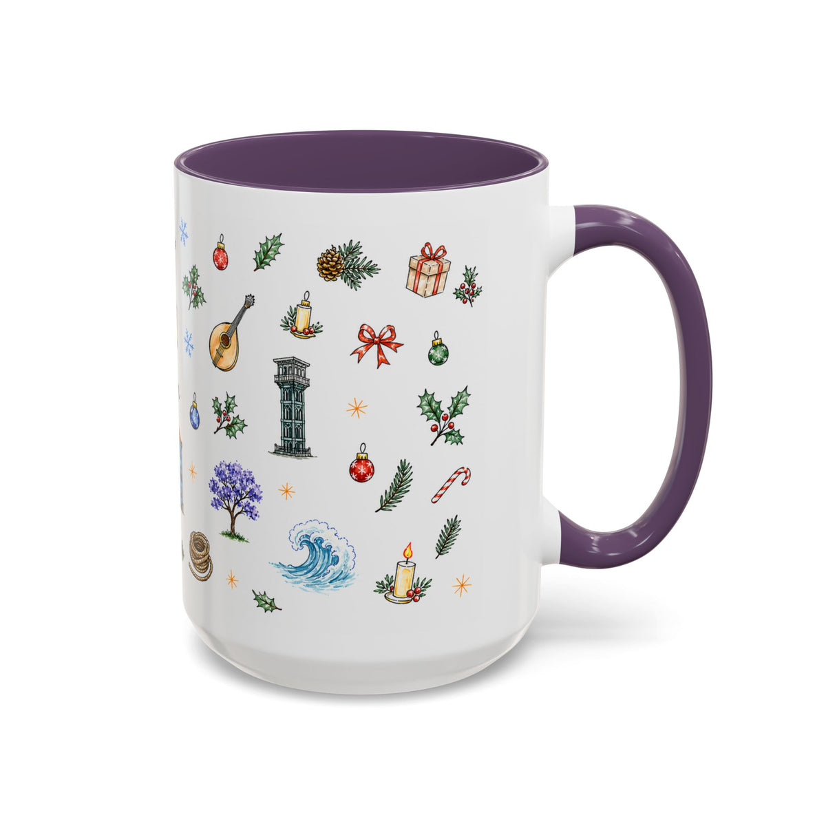 Lisbon Christmas Mug | Watercolor City Souvenir | Ceramic Coffee Cup 11oz 15oz