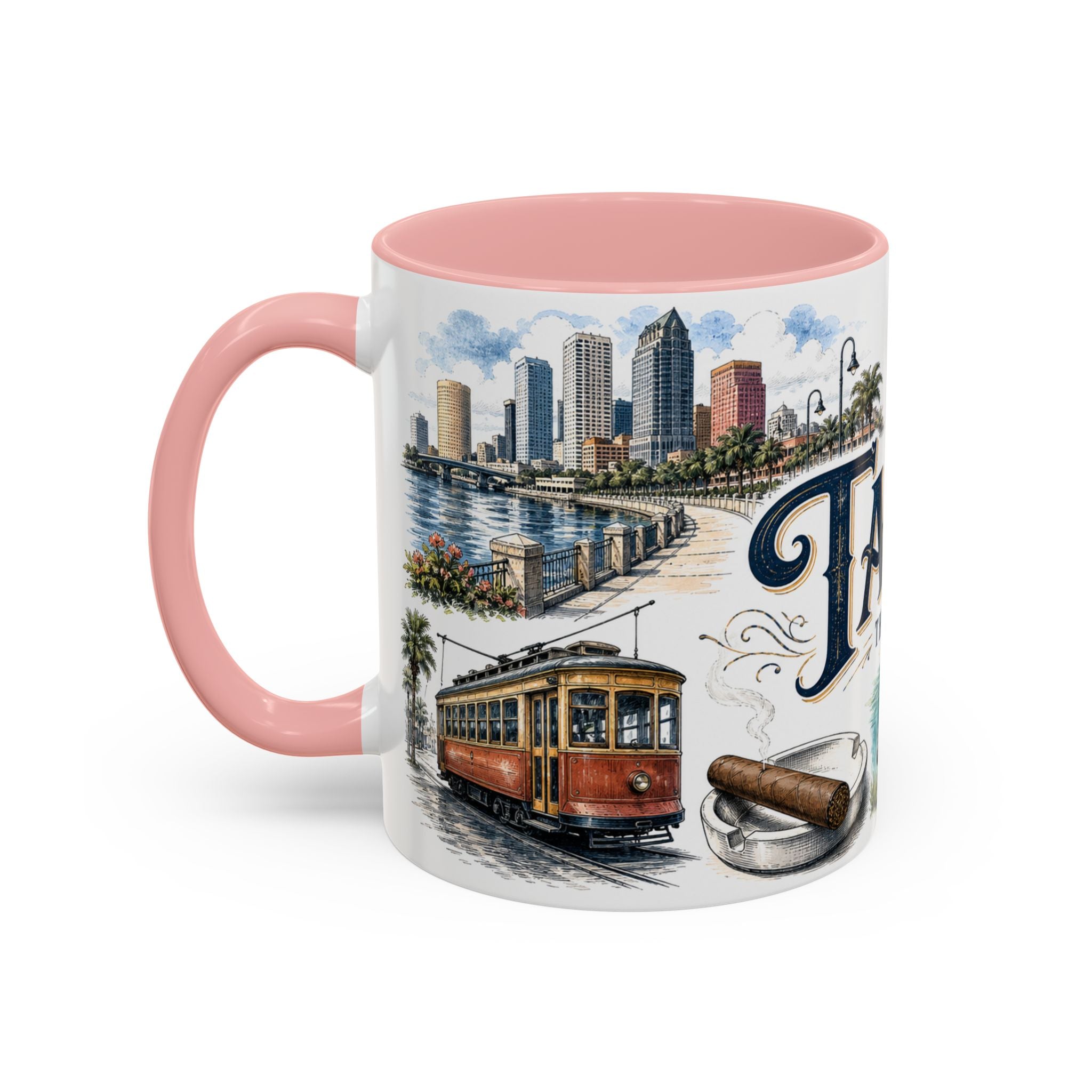 Tampa Coffee Mug | United States Travel Souvenir | Vintage Illustrated City Gift | 11 oz 15 oz Accent Mug
