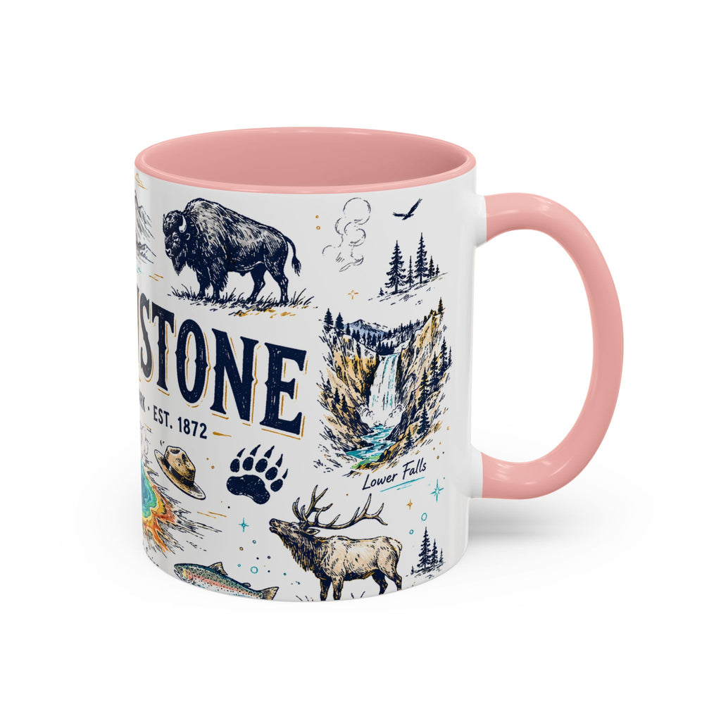 Yellowstone National Park Coffee Mug | Hiking Camping Nature Gift | Accent Color Ceramic 11oz 15oz