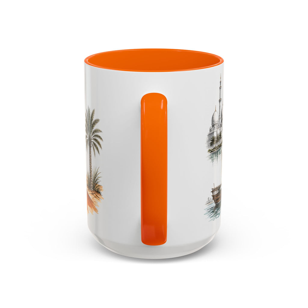 Abu Dhabi Coffee Mug | United Arab Emirates Travel Souvenir | Vintage Illustrated City Gift | 11 oz 15 oz Accent Mug