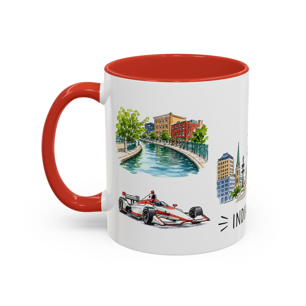 Indianapolis Illustrated Travel Mug | City Souvenir Accent Coffee Mug | 11oz 15oz Ceramic Cup
